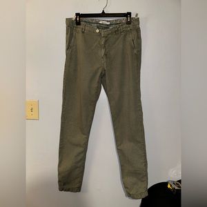 Berna cotton blend light olive green casual pants